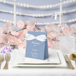 Engagement Party Elegant Chic Dusty Blue Thank You Favor Box