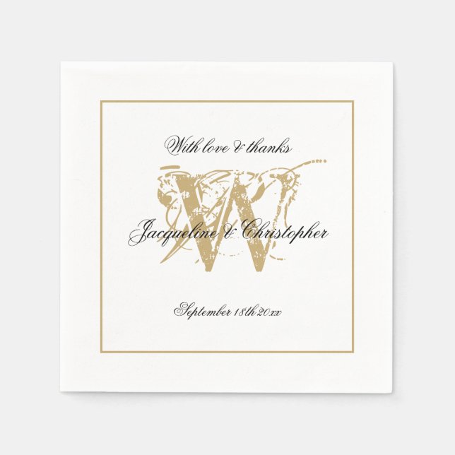 Engagement Party Elegant Monogram Classic Chic  Napkin (Front)