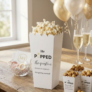 Engagement party favour, he popped the question favor box