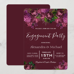 Engagement Party Floral Marsala Burgundy Invitation