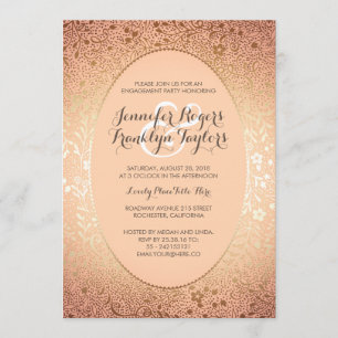 Engagement Party Gold Floral Vintage Peach Invitation