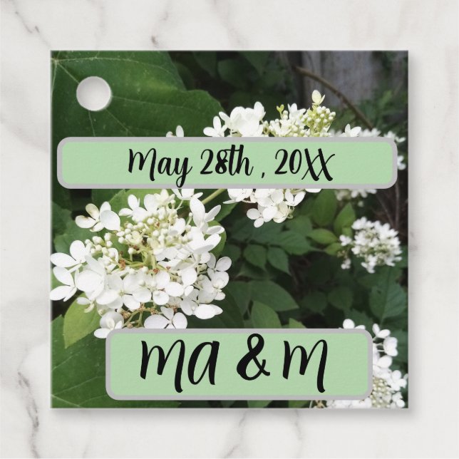 Engagement Party Hydrangea Photo Favour Tags (Front)