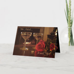 Engagement Party Invitation card wine and roses