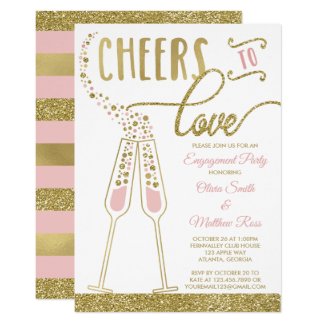 Engagement Party Invitation, Faux Glitter & Foil Card