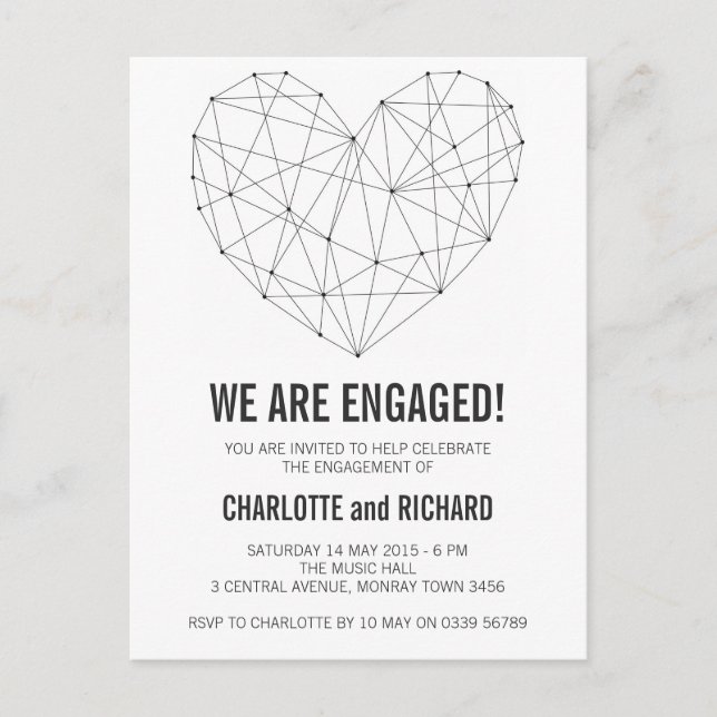 Engagement party invitation geometric heart (Front)