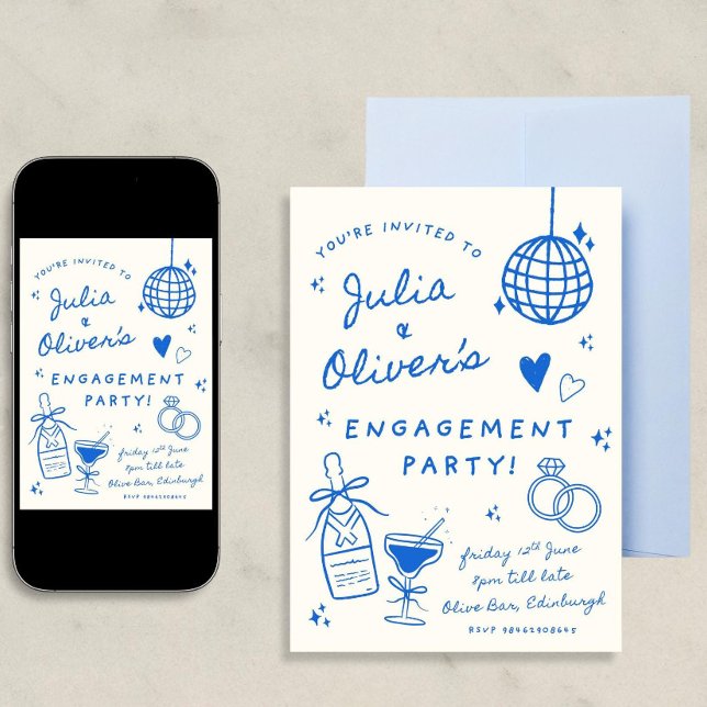 Engagement Party Invitation Template, Custom Champ (Creator Uploaded)