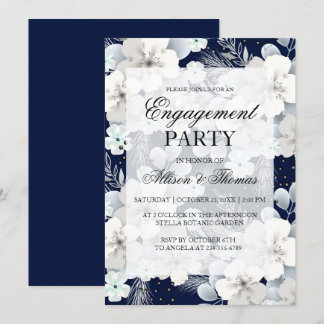 Engagement Party invitation white flower sakura