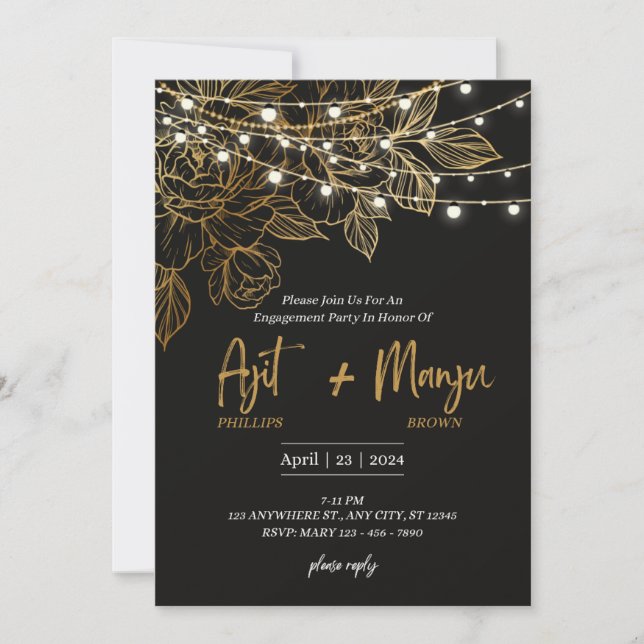 Engagement party invitations flat card (Front)