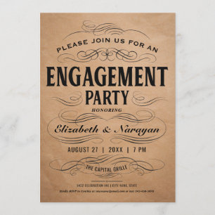 Engagement Party Invitations Vintage Scrollwork