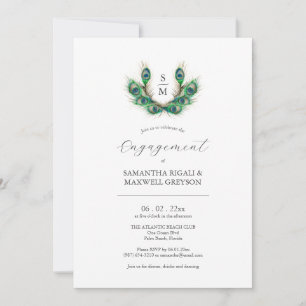 Engagement Party Invitations Watercolor Feathers