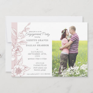 Engagement Party Magnolia Blush Wedding 4-Photo Invitation