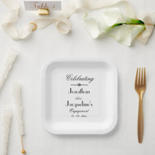 Engagement Party Modern Chic Personalized Names Paper Plate