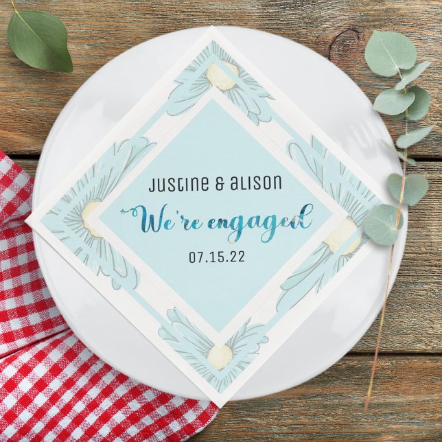 Engagement Party Personalized Custom Floral  Napkin (Creator Uploaded)