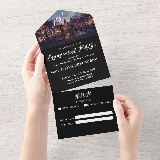 Engagement Party-Photo-Amsterdam Backdrop-  All In One Invitation (Tearaway)