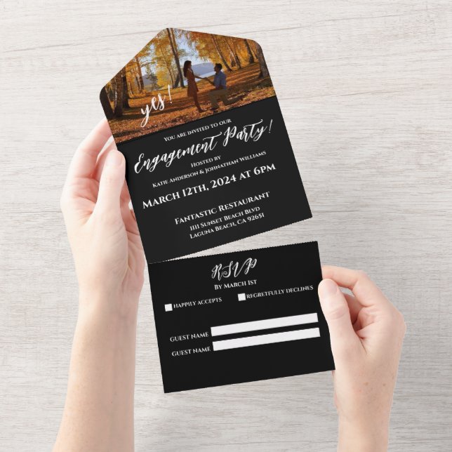 Engagement Party-Photo-Autumn Lake Backdrop- All In One Invitation (Tearaway)