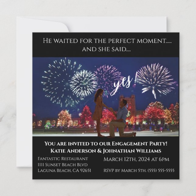 Engagement Party-Photo-Fireworks Backdrop-  Invitation (Front)