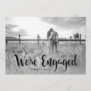 Engagement Party   Photo with Modern Black Overlay Invitation