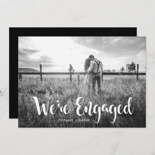 Engagement Party   Photo with Modern White Overlay Invitation