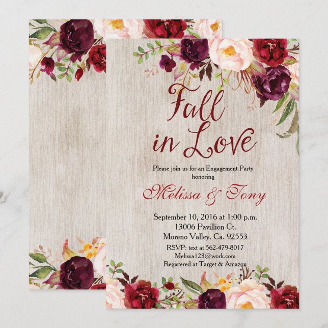 Engagement Party Rustic Shower Fall Invite (Front/Back)
