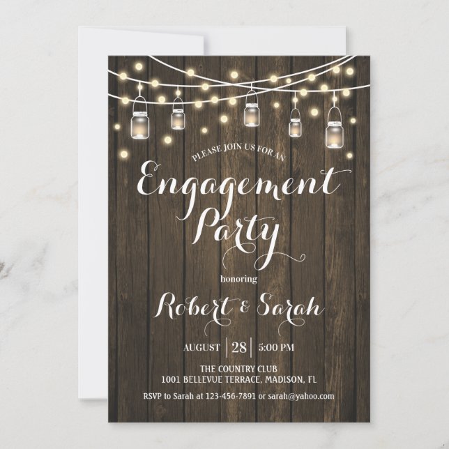 Engagement Party - Rustic Wood Invitation (Front)