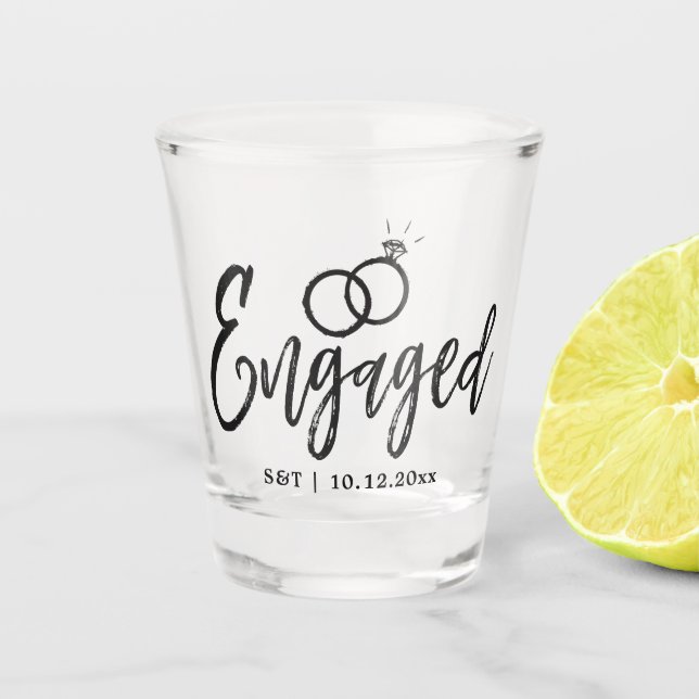 Engagement Party Script Lettering |  Shot Glass (Front)