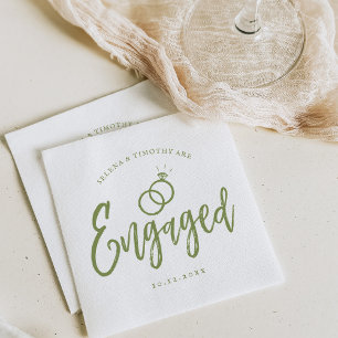 Engagement Party Script Lettering Soft Sage Napkin