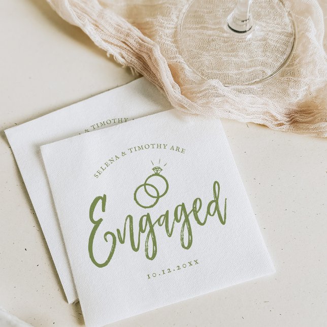 Engagement Party Script Lettering Soft Sage Napkin (Creator Uploaded)