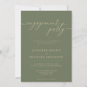 Engagement Party Simple Gold Sage Green Invitation