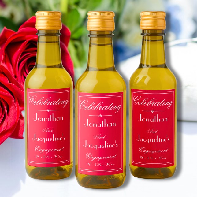 Engagement Party Thank You Favour Red & White Mini Wine Label (For a Perfect Engagement Party -Thank You Favors Red & White Mini Wine Labels.)