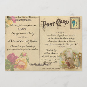 Engagement Party, vintage, old postcard style