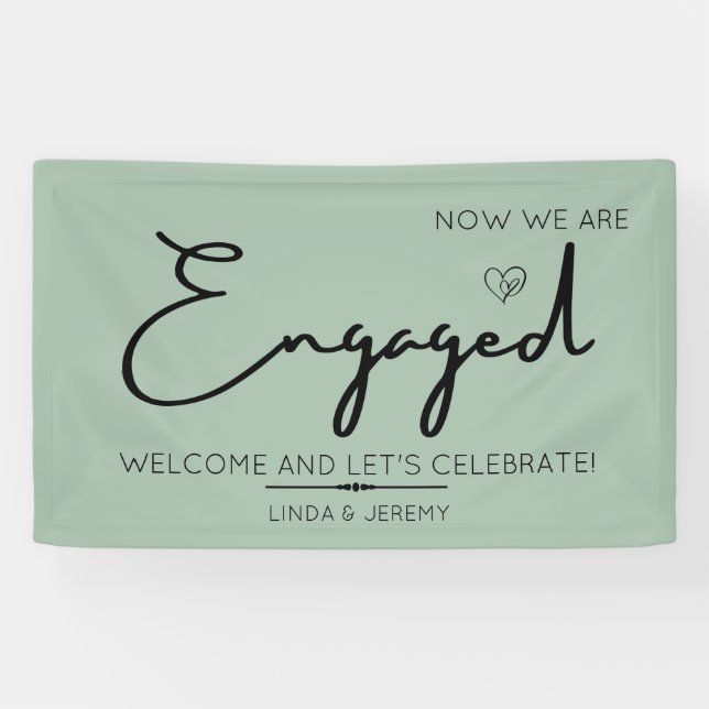 Engagement party welcome banner sage green (Horizontal)