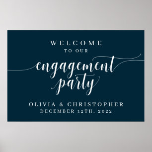 Engagement Party Welcome Poster Navy Blue