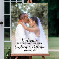 Engagement party welcome sign with photo