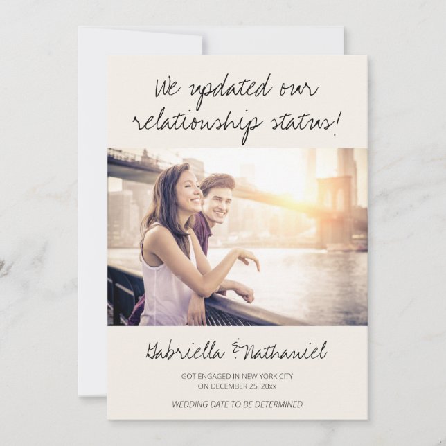 Engagement Photo Changed Relationship Status Funny Invitation (Front)