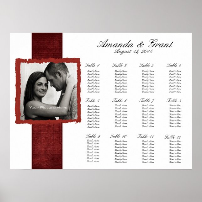 Engagement Photo Christmas Wedding Seating Chart (Front)