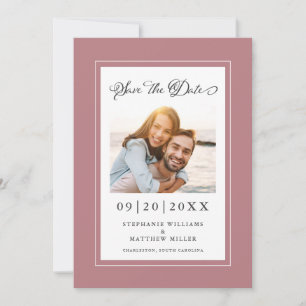 Engagement Photo Elegant Couple Modern Dusty Rose Save The Date