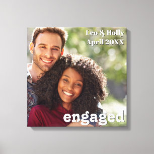Engagement Photo Engaged Couple Personalized Canvas Print