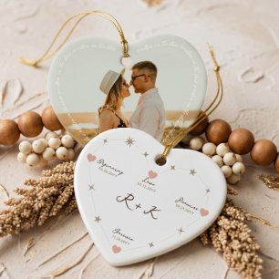 Engagement Photo Heart Constellation Keepsake Ceramic Ornament