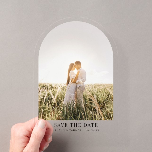Engagement Photo Wedding Arch Save The Date Acrylic Invitations (Insitu (Handheld))