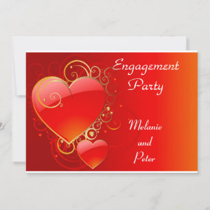 Engagement red Heart Invitation