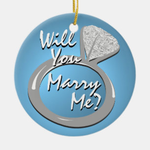 Engagement Ring "Marry Me" Ceramic Ornament