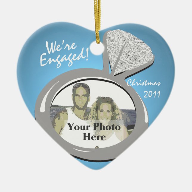 Engagement Ring Photo Ceramic Ornament (Front)