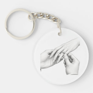 Engagement Ring Proposal Hands Merchandise Keychain