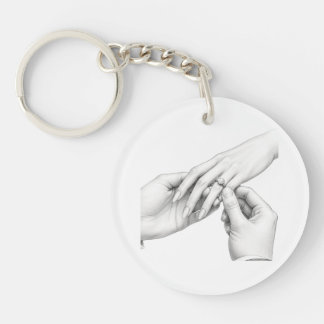 Engagement Ring Proposal Hands Merchandise Keychain