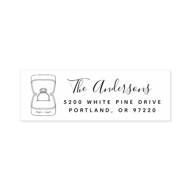 Engagement Ring Return Address Self-inking Stamp (Design)