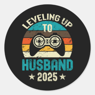 Engagement Tee For Gamer Groom Leveling Up To Husb Classic Round Sticker