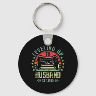 Engagement Tee For Gamer Groom Levelling Up To Hus Keychain