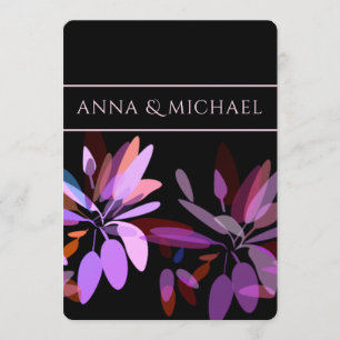 Engagement/Vivid Purple, Pink and Black Flowery Invitation