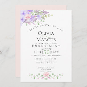 ENGAGEMENT   Watercolor Sky Blue Anemone Garden Invitation