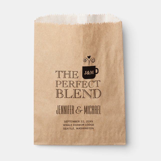Engagement Wedding Coffee or Tea Buffet Favour Bag (Front)